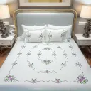 Pure Cotton White Chikankari Double Bed Bedsheet | 102x90 inches | Nazaakat