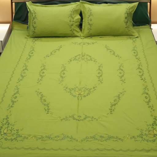 [SBZGUL01] Sabz Rang Guldasta - Lime Green Bedsheet